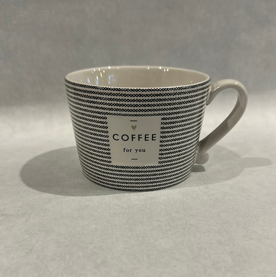 Cup White/Stripes And Coffee