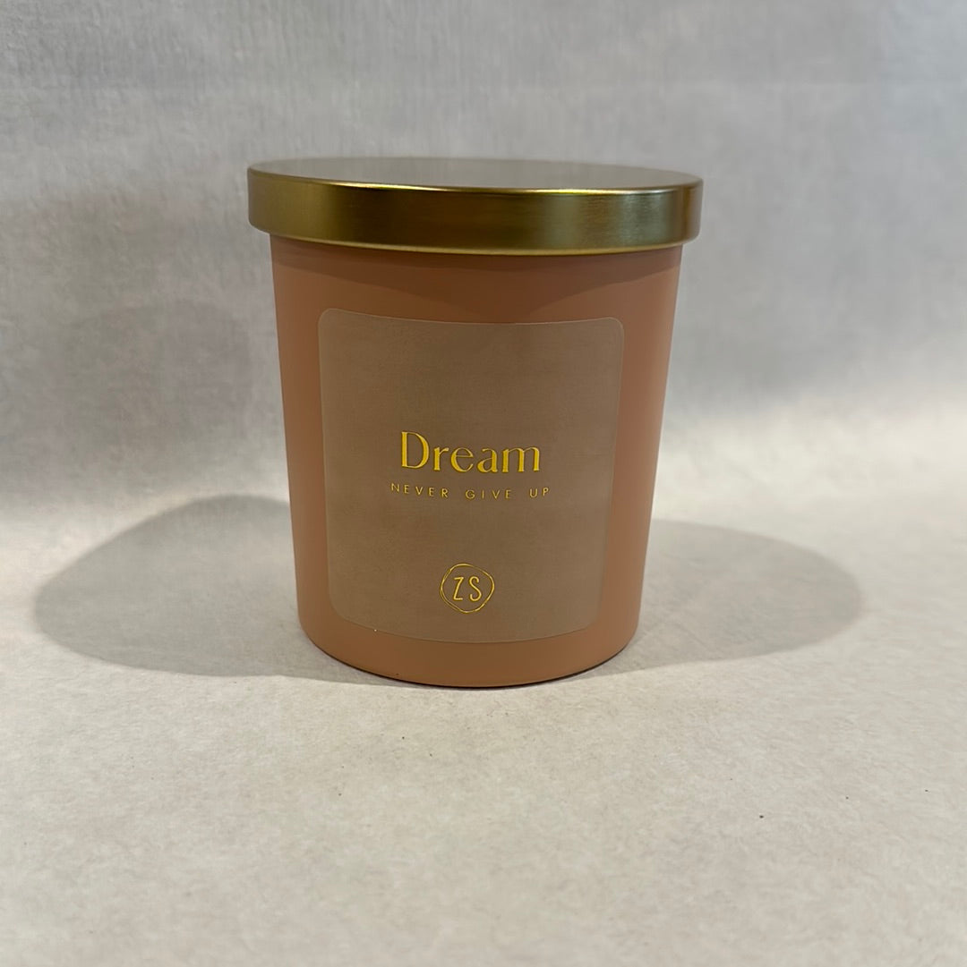 Geurkaars in glas dream never give up