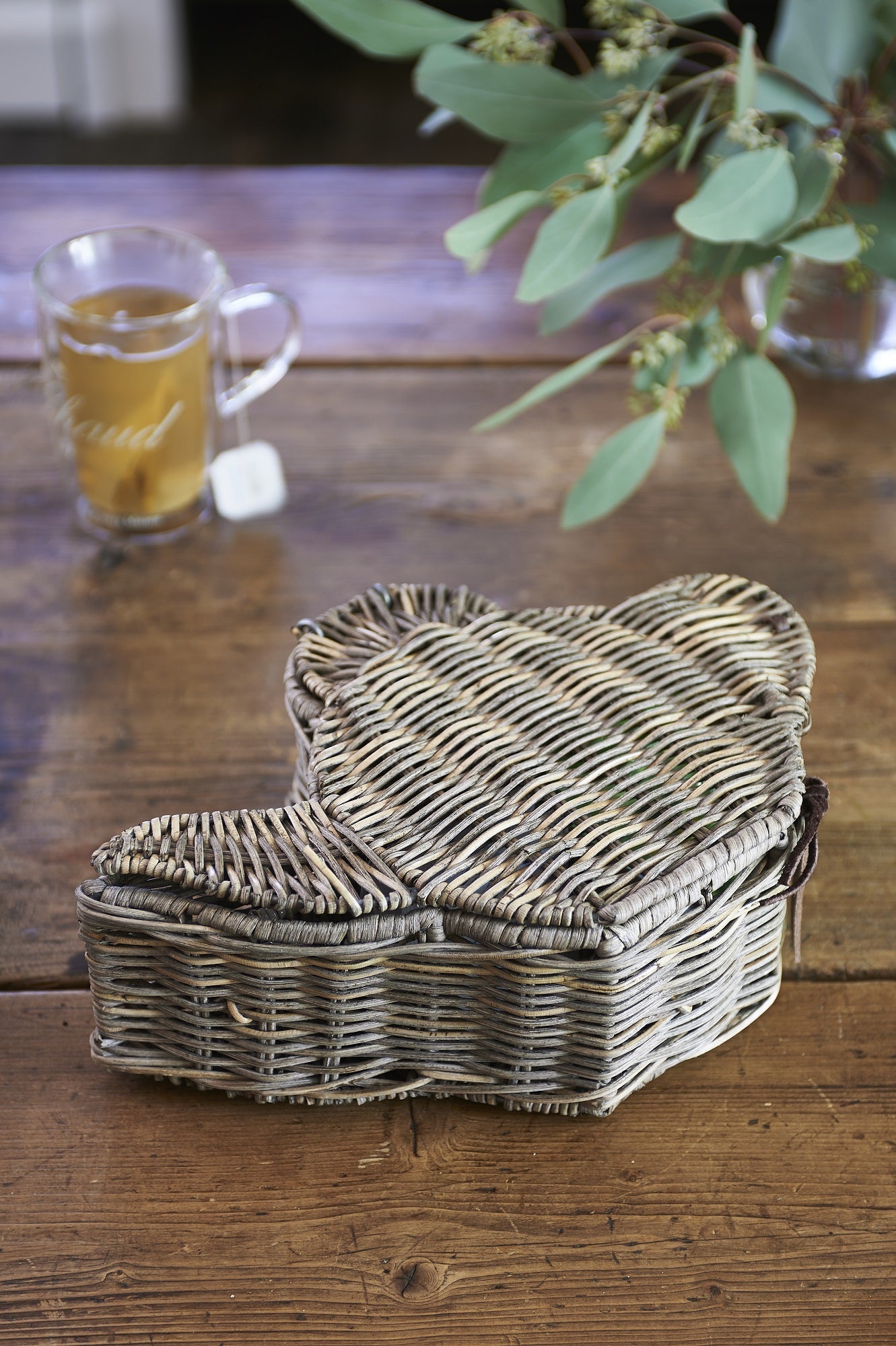 Rustic rattan teapot tea box riviera maison