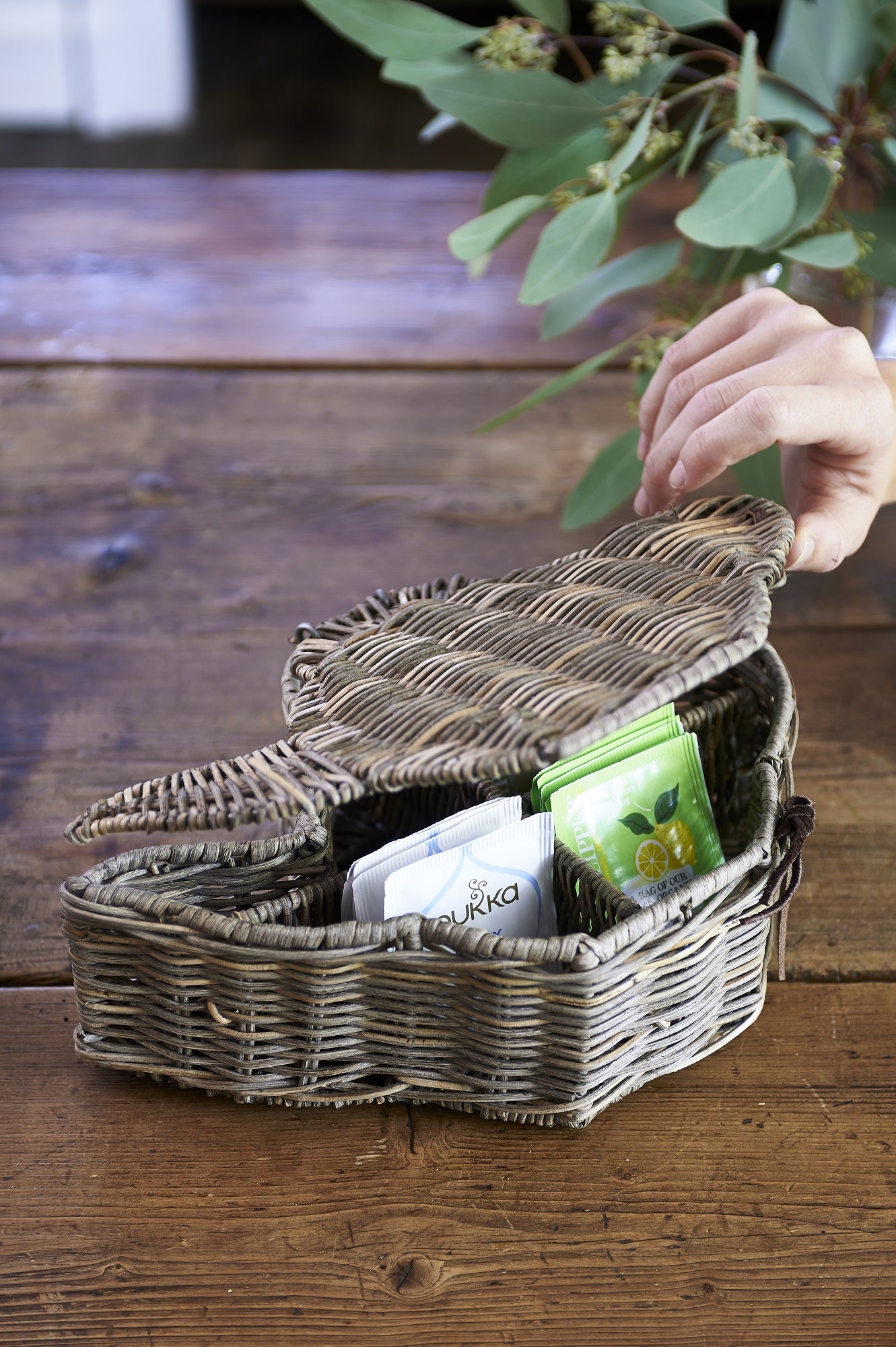 Rustic rattan teapot tea box riviera maison